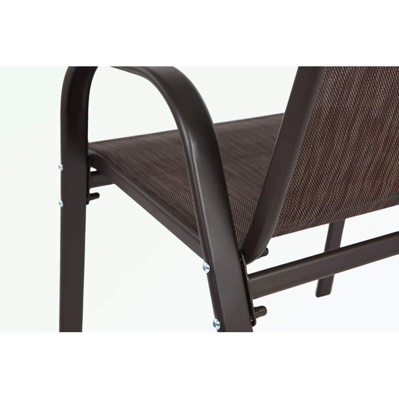 Chaises de patio 2 pièces avec accoudoirs et dossier haut, Brun / brun