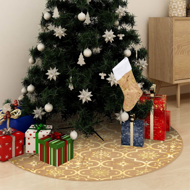 Tapis d'arbre de Noël artificiel Luxury, L 36 po, Jaune