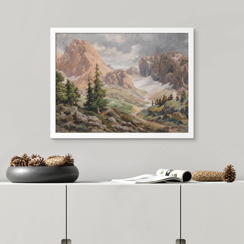 «Snowy Mountain Range Pine Tree» sur papier, Blanc, H 11 po x l 14 po