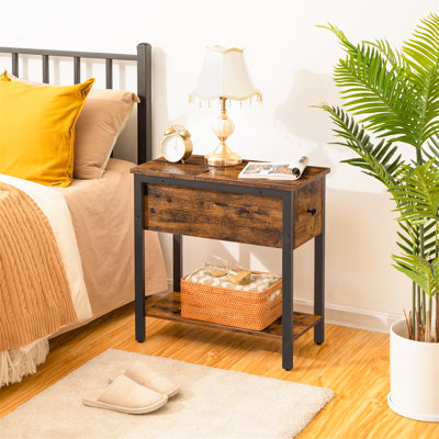 Cargan 48 cm W Iron Bedside Table
