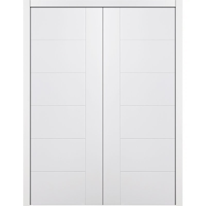 Double porte intérieure stratifiée blanche Groove, Réversible, 64 po x 80 po