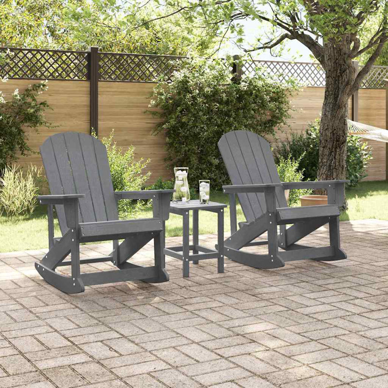 Garden Lounge Set HDPE Outdoor Furniture Patio Terrace Rocking Seating, Light Grey