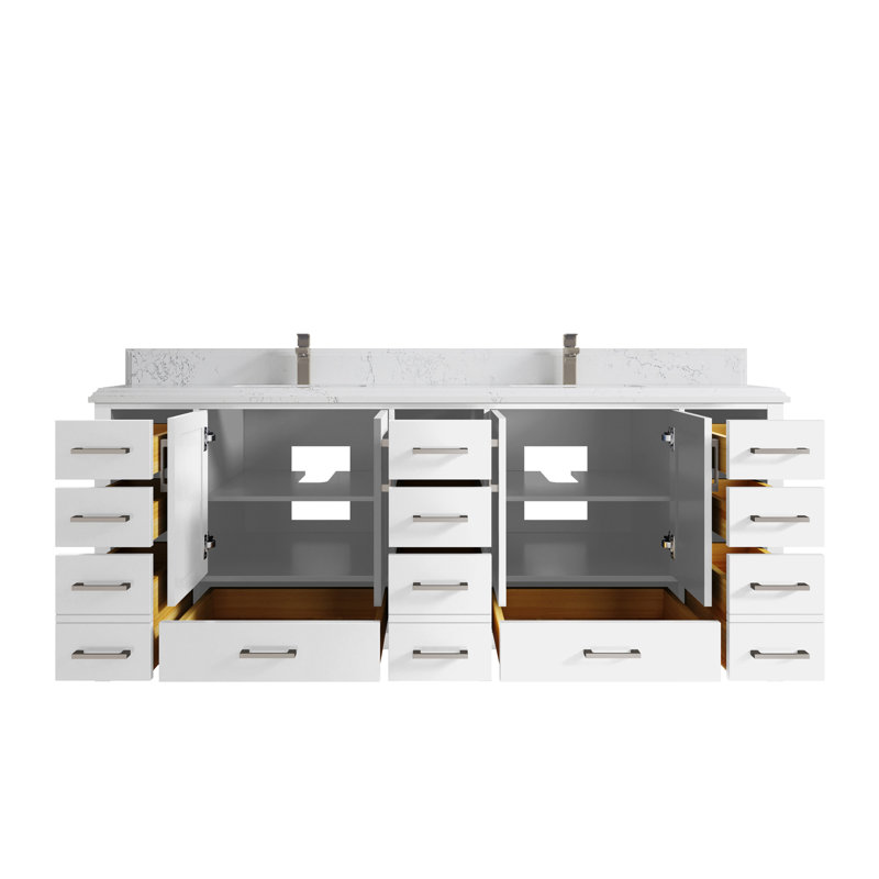 Malibu 84'' Double Bathroom Vanity with Quartz Top