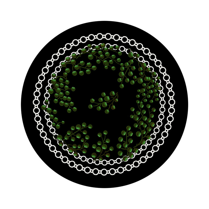 Christmas Berries Vegan Leather Round Pebble Placemat, Green Black