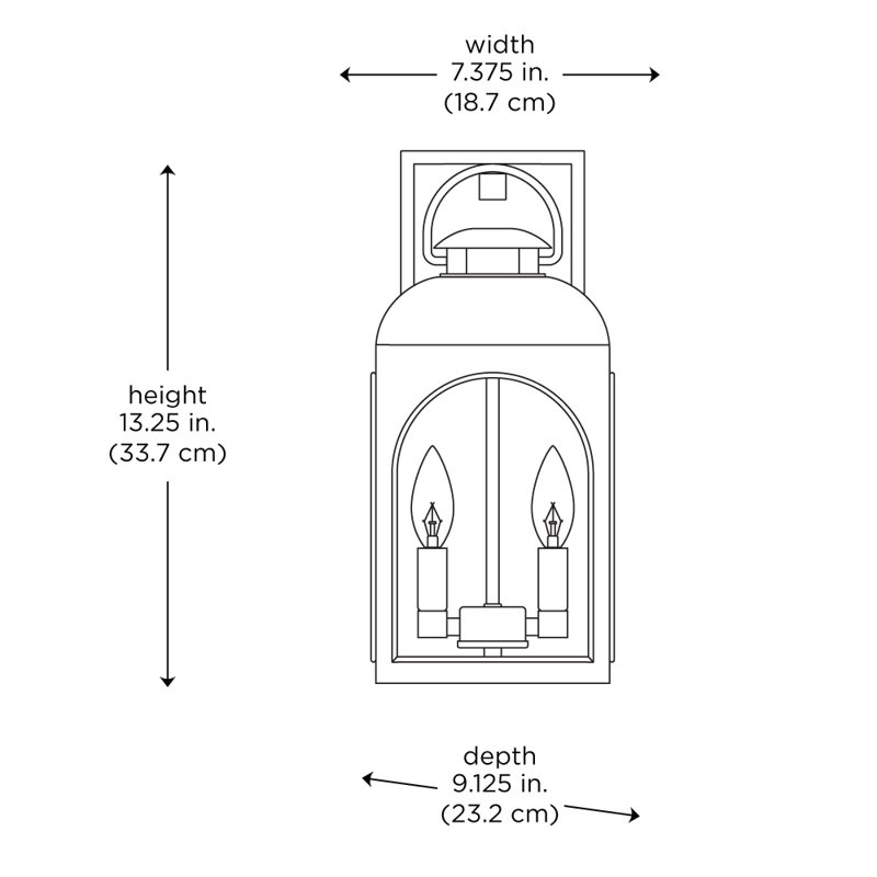 Hamun Steel Wall Light, 16" H x 7'38" W x 9'13" D