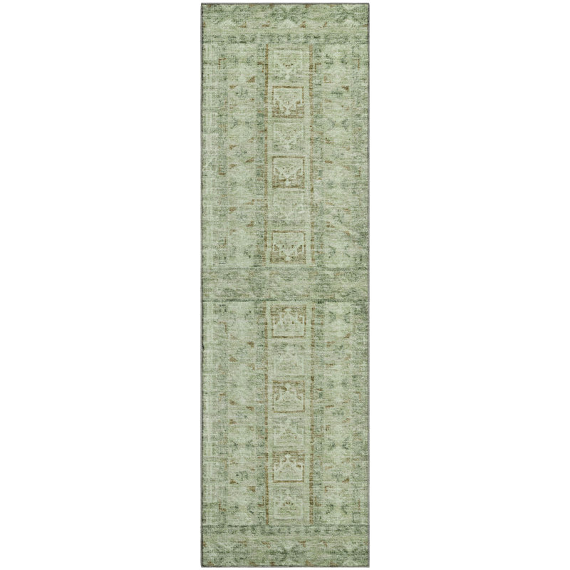 Premium Machine Washable Mayfield Striped Rug, 2'3" x 7'6" Runner, Sage