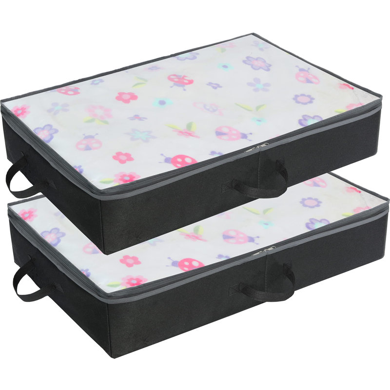 2 Pack Under Bed Storage Bin, Black