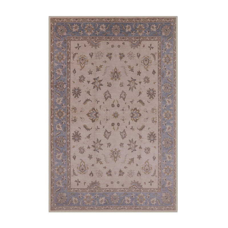 Tapis oriental ivoire / bleu Chehalis, Rectangle 7 pi x 10 pi
