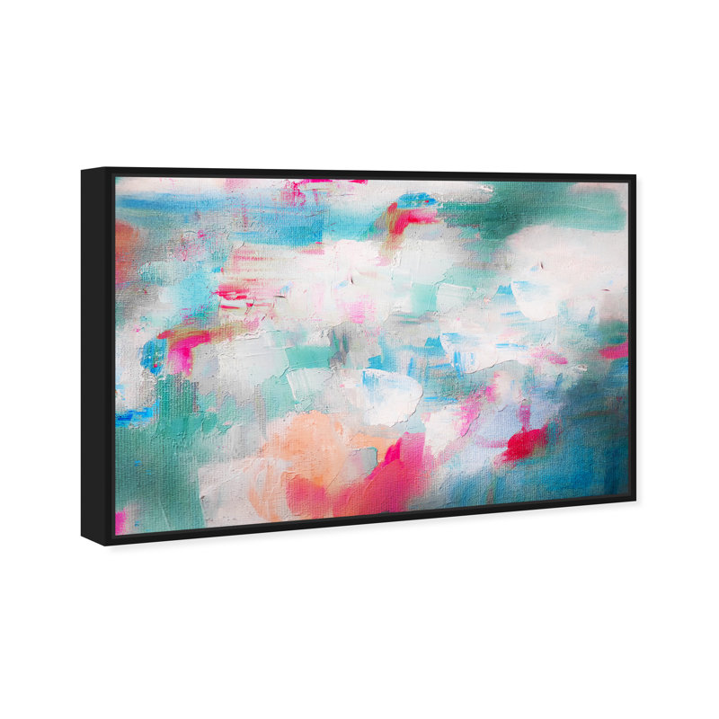 «Abstract Hug Me», peinture sur toile, Toile avec cadre noir, H 30 po x l 45 po