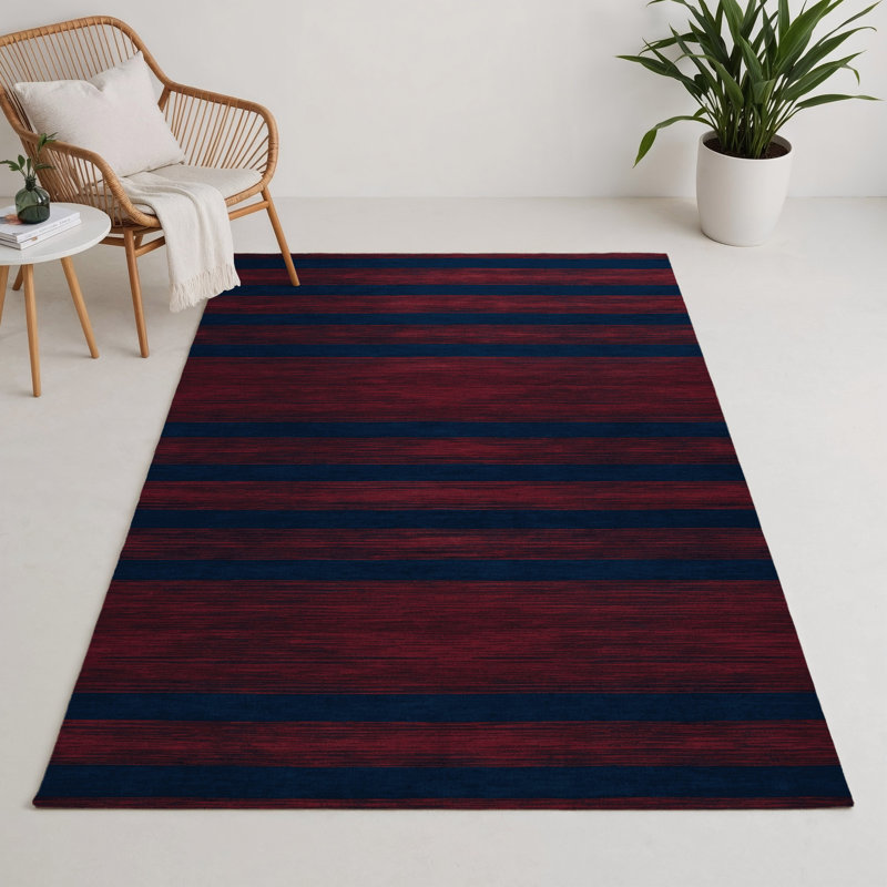 Tapis intérieur / extérieur rouge HorizontalStripes, Rectangle 9 pi x 12 pi