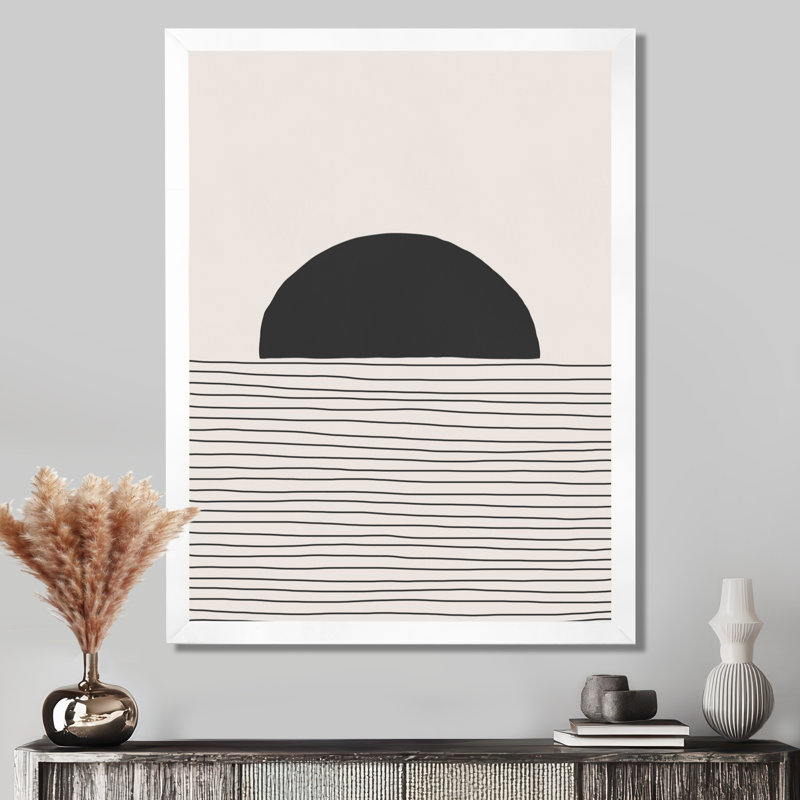 Minimal Geometric Lines and Circle V - Impression sur toile tendue, H 20 po x l 12 po, Cadre photo blanc