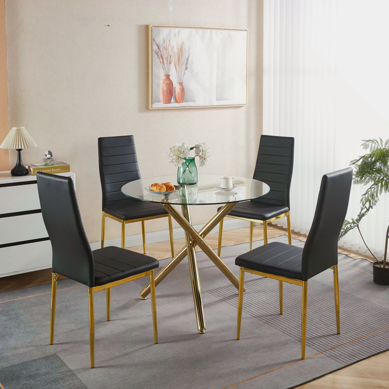 Ensemble de 4 chaises, couleur dorée, siège