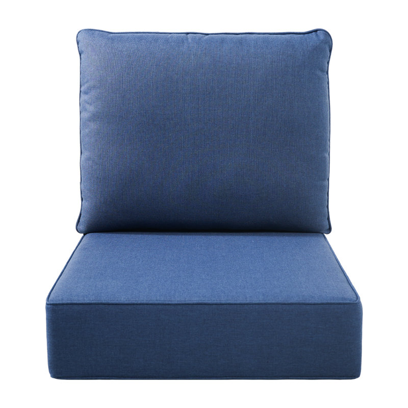 Outdoor 6" Thick Deep Seat Cushion Set - Replacement Patio Chair Cushions with Removable Cover - Universal Fit for Sofa, Loveseat, Armchair (22"W x 24"D, Back & Seat)