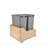 Single Metallic Silver Maple Pullout Waste Container w/ Soft-Close for 15" Vanity Base Cabinets