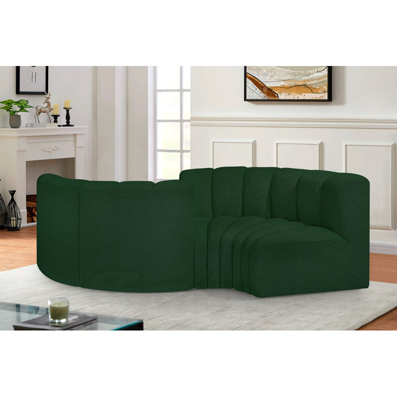 Canapé et méridienne rembourrés Iyra, Tissu bouclé vert