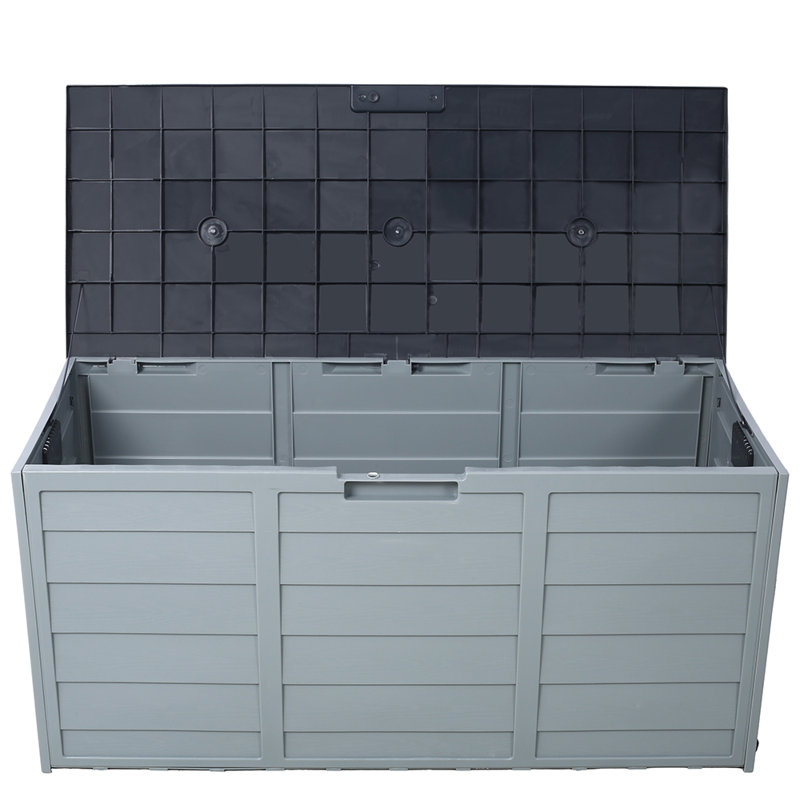 All Weather Uv Pool Deck Box Storage Shed Bin Backyard Patio Outdoor W/ Wheel,75 Gallon Resin Deck Box-Organization