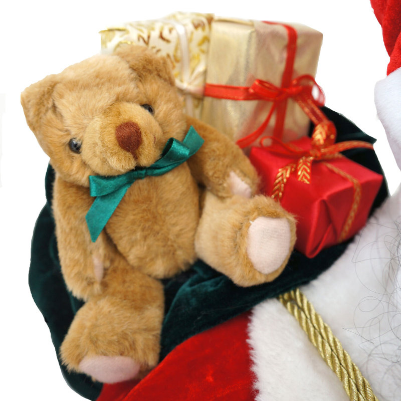 Life-Size Red Velvet Dancing Santa with Teddy Bear