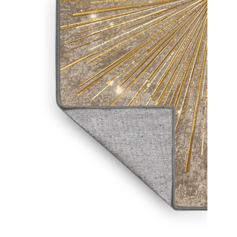 Machine Washable Artesian New Years Modern & Contemporary Abstract Rug in Gray – Gray Binding, 8x12