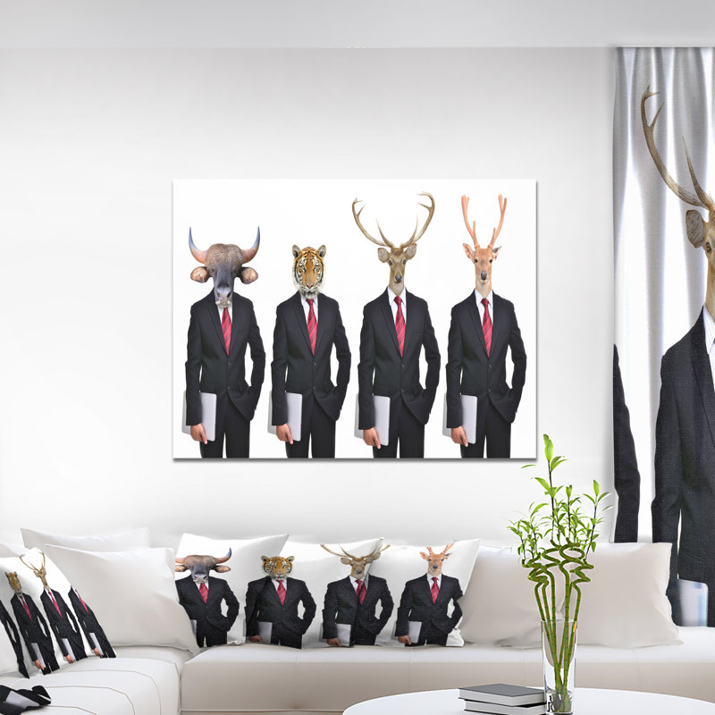 «Animals in Americana suit», impression, H 30 po x l 40 po x P 1,5 po, Toile tendue