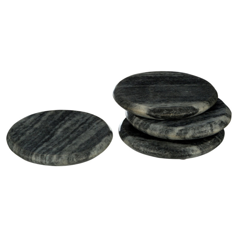 Marble Agate Ceramic Jute Leather Crystal Circle Round 4 Piece Coaster Set