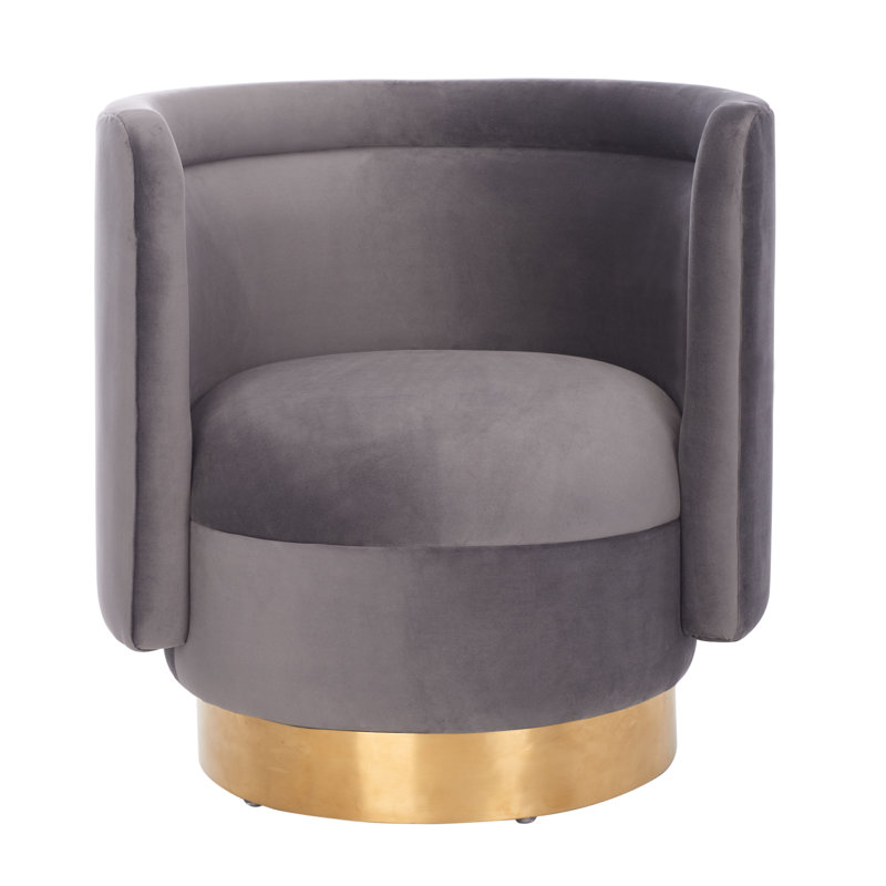 Tews Upholstered Swivel Barrel Chair, Slate Gray