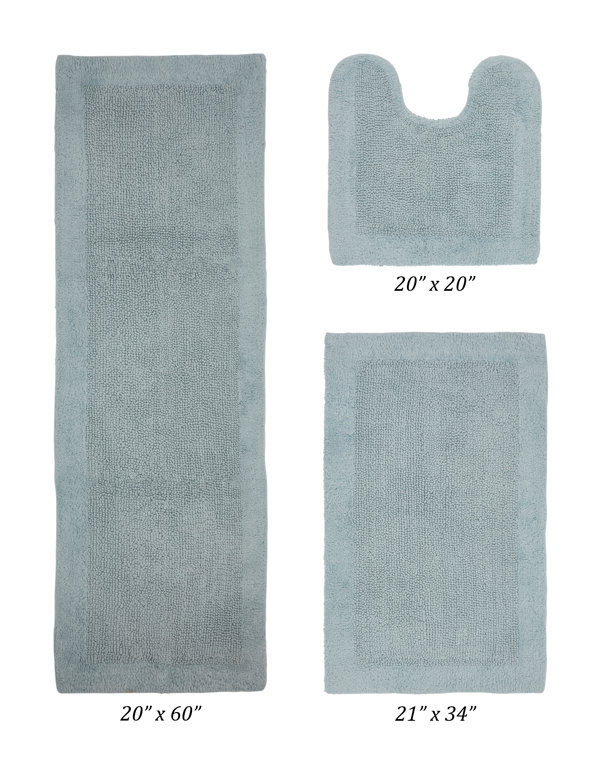 Lavish Home 100% Cotton Reversible Long Bath Rug - Navy