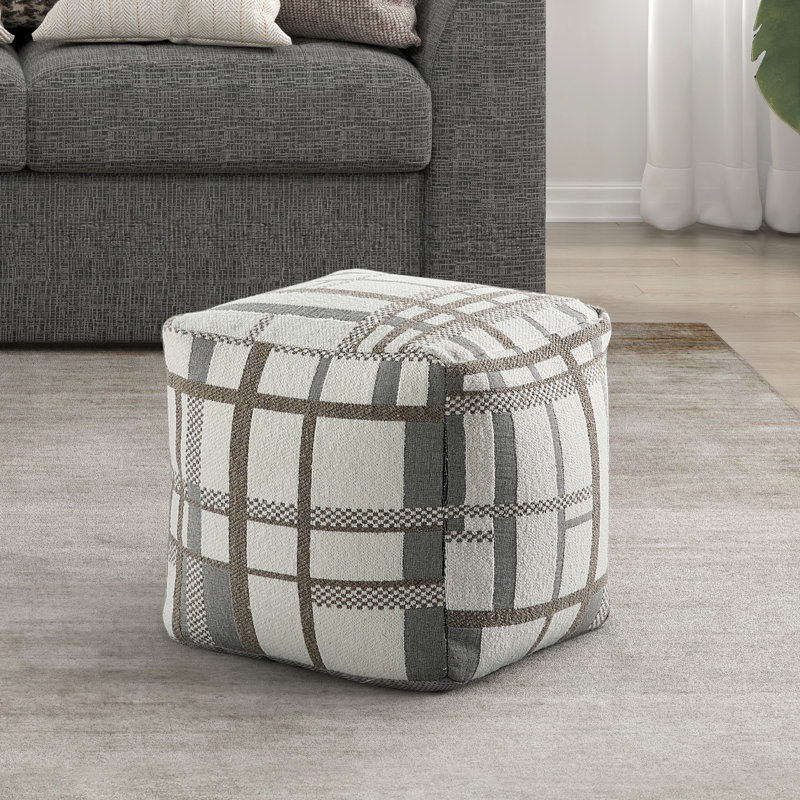 Repose-pieds carré rembourré en tissu - antidérapant, H 16 po, capacité de poids de 300 lb, motif multicolore avec capacité de revêtement, base antidérapante, moderne