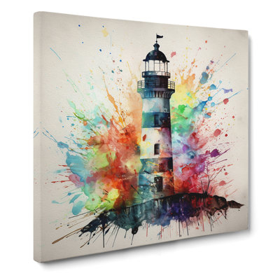 Lighthouse Splatter Art No.1 - Wrapped Canvas