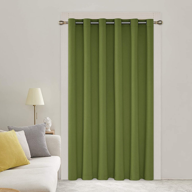 Cassandry Room Darkening Curtain Single Panel, 84" W x 100" L, Grass Green