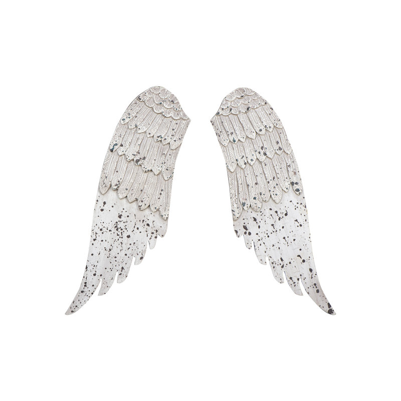Reclaimed Wood Small Angel Wings Wall Décor with Distressed Finish