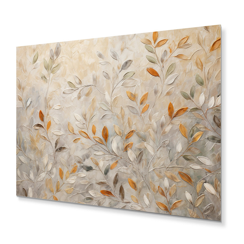 «Beige Botanical Impressions I», impression sur métal, H 12 po x l 20 po x P 1 po