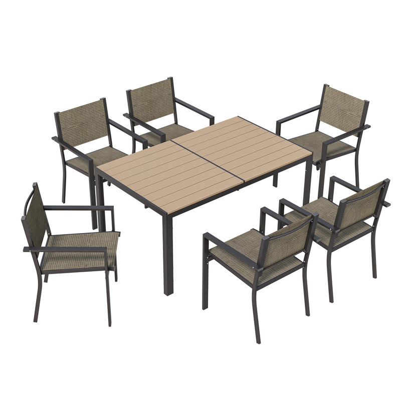 Patio Dining Set with, Black/Warm Grey, Yellow