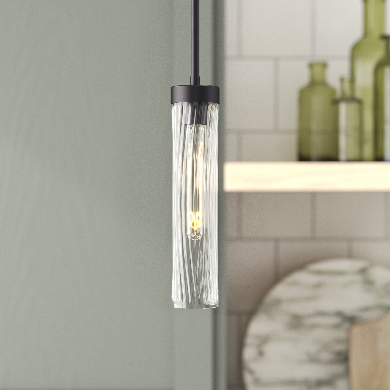 Dominique Single Light Glass Dimmable Pendant