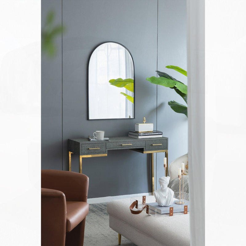 Miroir arqué avec cadre en métal, miroir mural pour le vestibule de la chambre à coucher du salon