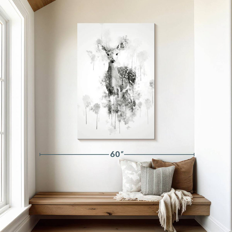 Cerf Brampt noir et blanc, H 45 po x l 30 po
