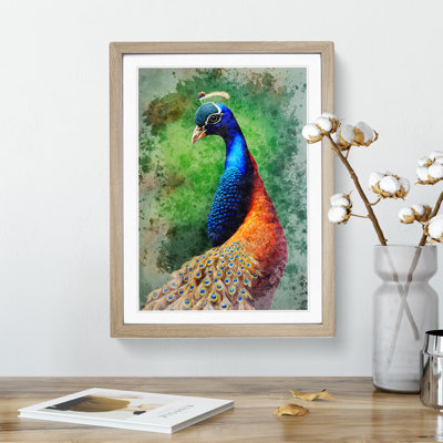 Peacock In Watercolour No.4 - Single Picture Frame Print