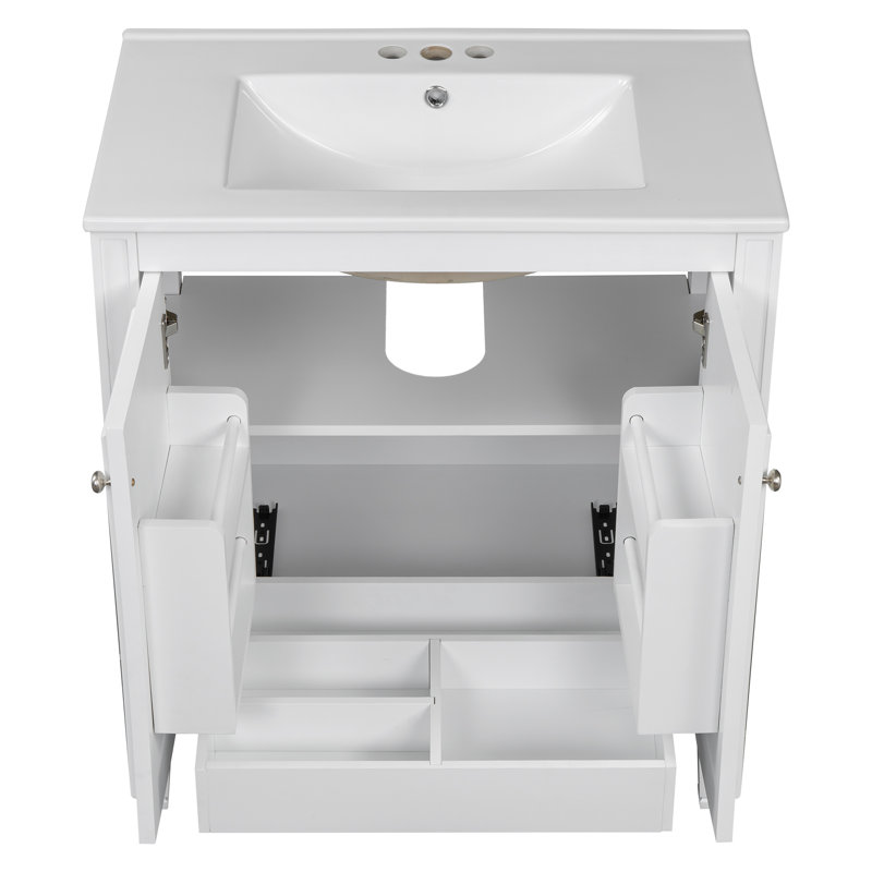 Meuble-lavabo 30 po avec lavabo rétro, Blanc