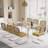 71In Rectangle Glass Top Dining Set With Velvet Chairs-588360854-588360849