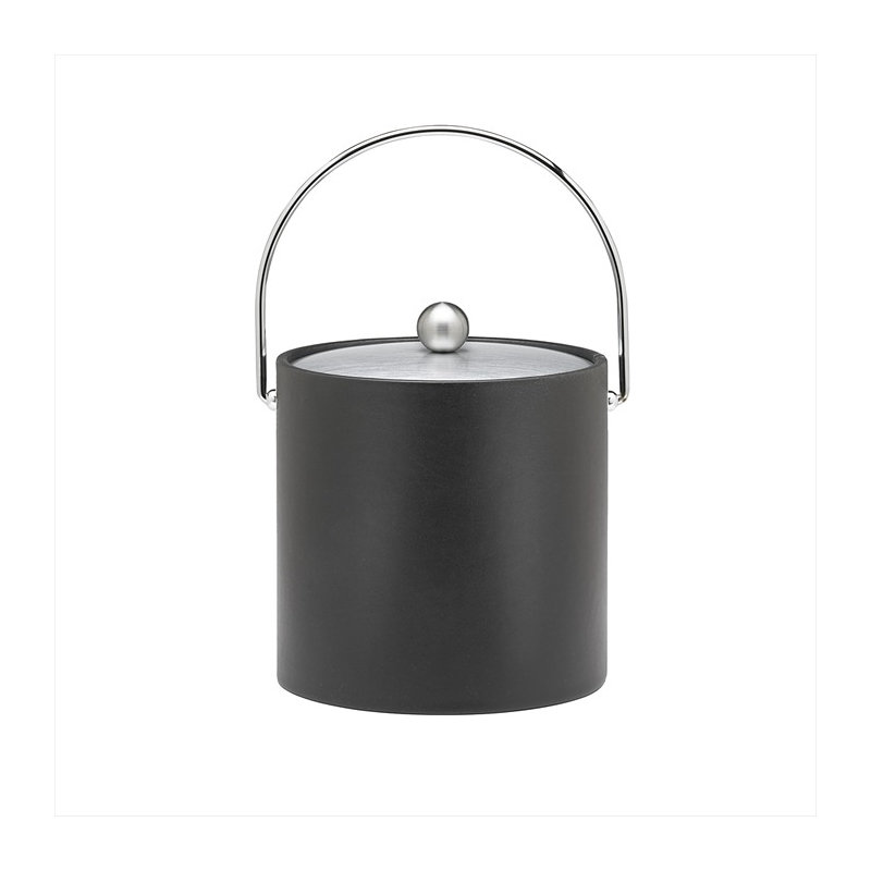 Seau à glace 3 qt en similicuir avec poignée à balles en noir Keeney