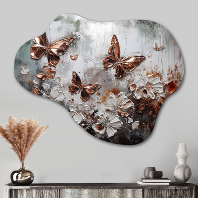 Décoration murale irrégulière en forme de nuage en forme de nuage rose et ailes de papillon or rose IV