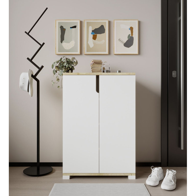 Range-chaussures pour 12 paires de chaussures, Blanc / chêne saphir