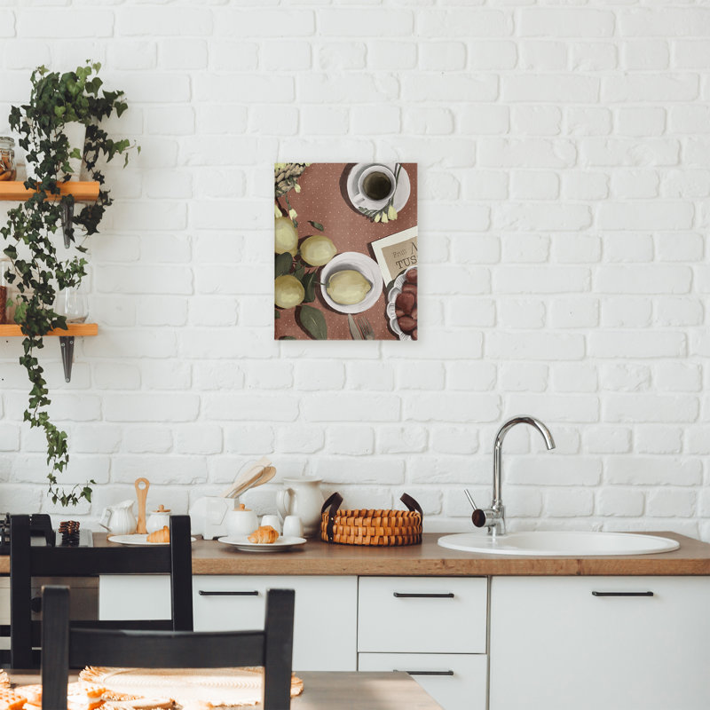 Café italien et toile de fruits, design par Anna Lischenko, H 20 po x l 16 po