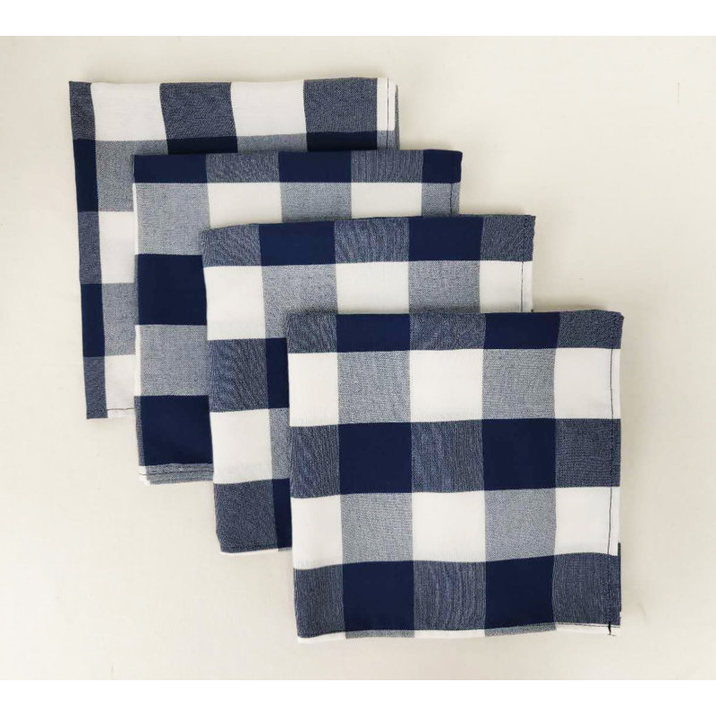 Kerstine Polyester Checkered Rectangle Napkin, Navy