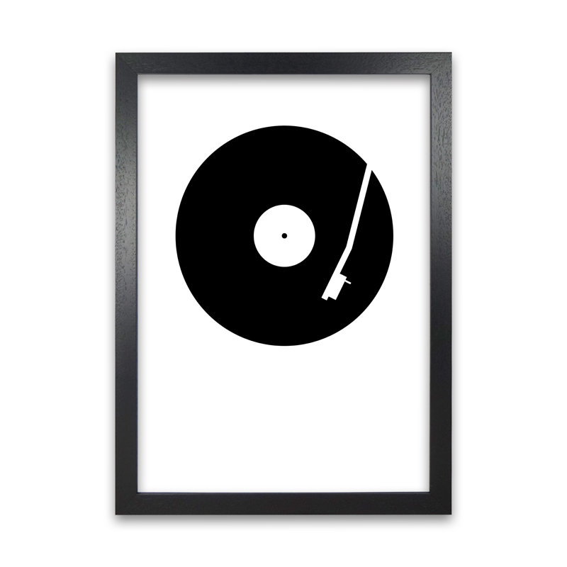 Black And White Abstract Vinyl - Print, Black Frame, 84cm H x 59cm W x 3cm D