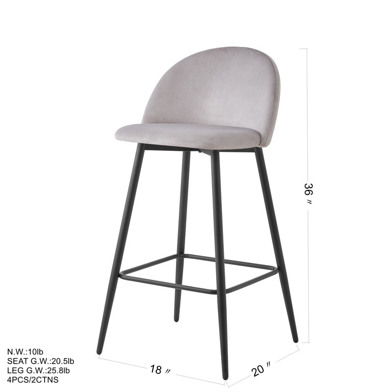 Ensemble de 4 tabourets de bar Alan Velvet Pu
