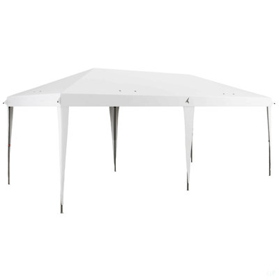 Tente à auvent escamotable de 10 pi x 19,2 pi Outsunny, tente robuste pour les fêtes, abri de soleil extérieur avec abri de soleil avec sac de transport pour la restauration, événements, mariage, barbecue dans la cour arrière, blanc