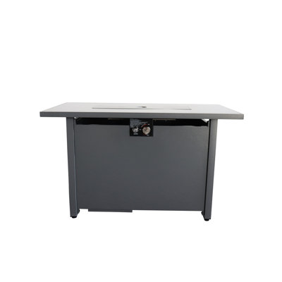 Foyer d'extérieur en acier noir de 25 po H x 42 po l, 50000BTU, chaleur, allumage par bouton-poussoir, réservoir de carburant dissimulé, noir, surface, réservoir, allumage