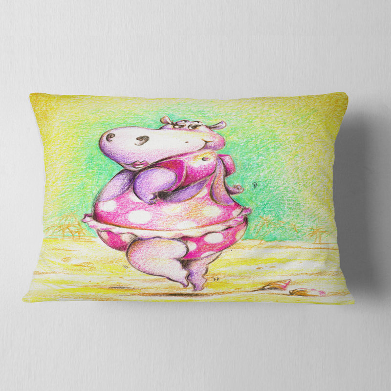 Mignon hippopotame qui nage - Coussin imprimé animal