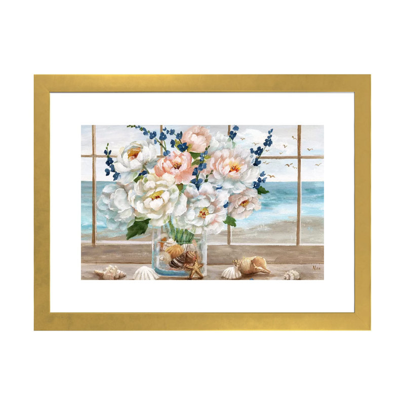 «Coastal Window» par Nan - reproduction, H 16 po x l 24 po x P 1 po, Encadrement doré