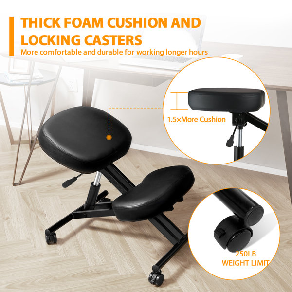 Inbox Zero Ekmel Adjustable Height Ergonomic Kneeling Chair with Wheels   Reviews Wayfair